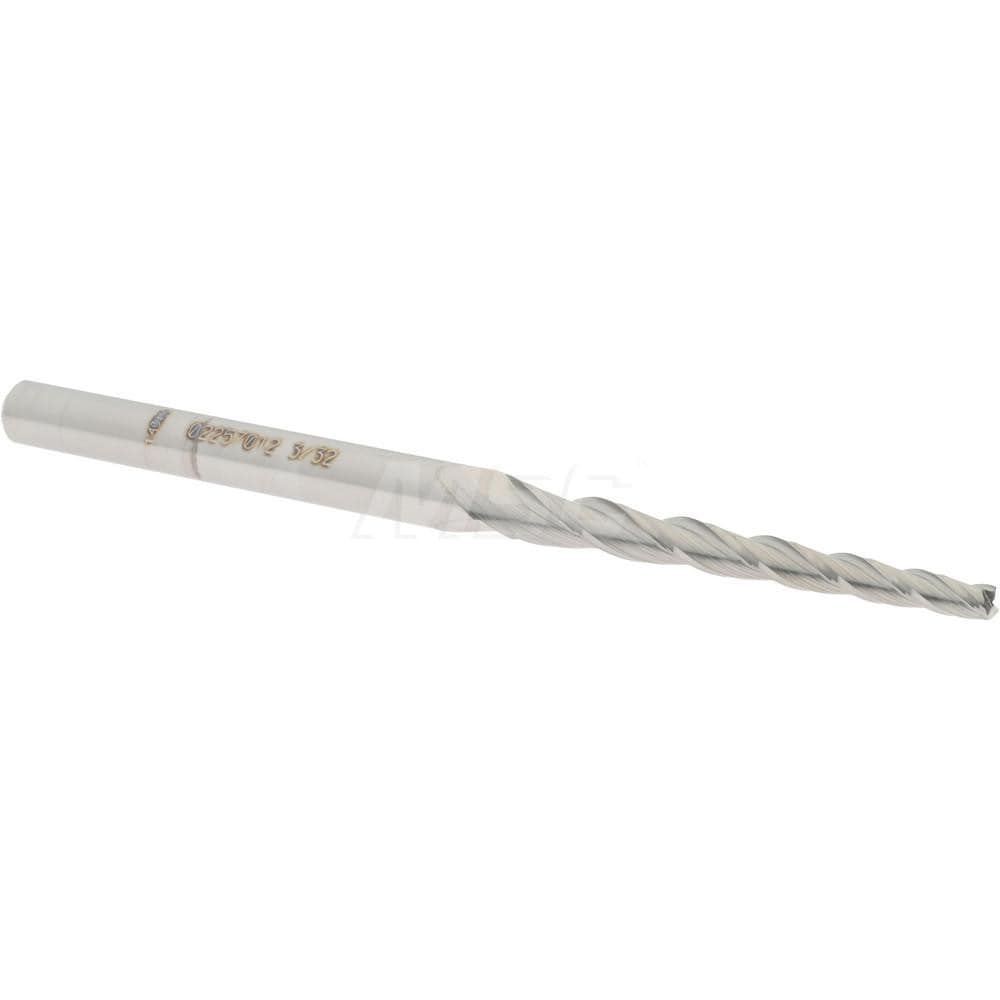 Tapered End Mill: 1.5 ° per Side, 3/32" Small Dia, 1-1/4" LOC, 3 Flutes, Solid Carbide, Square End