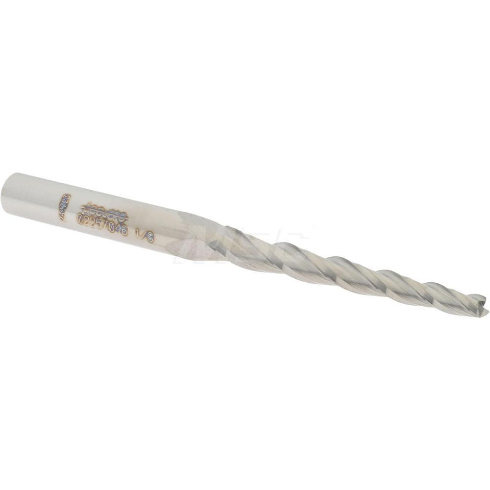 Tapered End Mill: 1.5 ° per Side, 1/8" Small Dia, 1-1/2" LOC, 3 Flutes, Solid Carbide, Square End