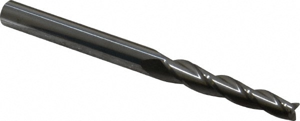 Tapered End Mill: 1.5 ° per Side, 3/16" Small Dia, 1-1/4" LOC, 3 Flutes, Solid Carbide, Square End