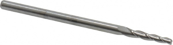 Tapered End Mill: 2 ° per Side, 5/64" Small Dia, 1/2" LOC, 3 Flutes, Solid Carbide, Square End