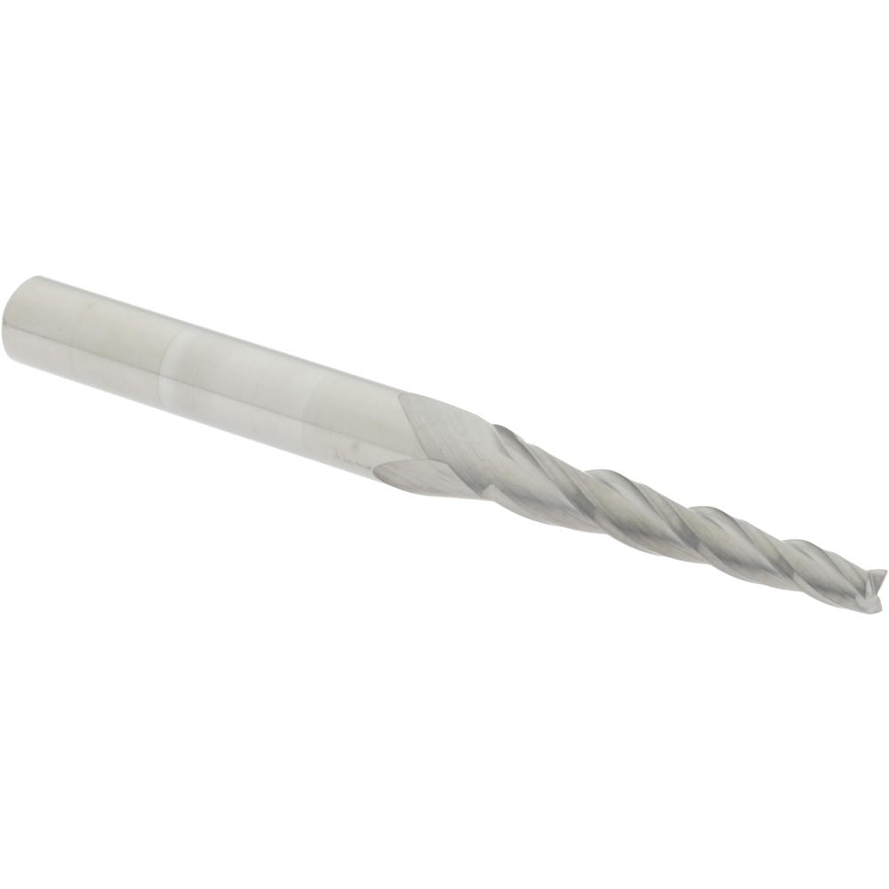 Tapered End Mill: 2 ° per Side, 3/32" Small Dia, 3/4" LOC, 3 Flutes, Solid Carbide, Square End