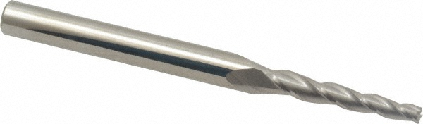 Accupro 12177484 Tapered End Mill: 2 &deg; per Side, 1/8" Small Dia, 1" LOC, 3 Flutes, Solid Carbide, Square End Image