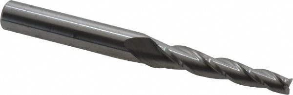 Tapered End Mill: 2 ° per Side, 3/16" Small Dia, 1-1/4" LOC, 3 Flutes, Solid Carbide, Square End