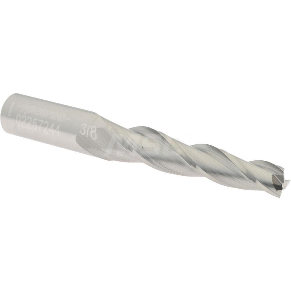 Tapered End Mill: 2 ° per Side, 3/8" Small Dia, 2-1/4" LOC, 3 Flutes, Solid Carbide, Square End