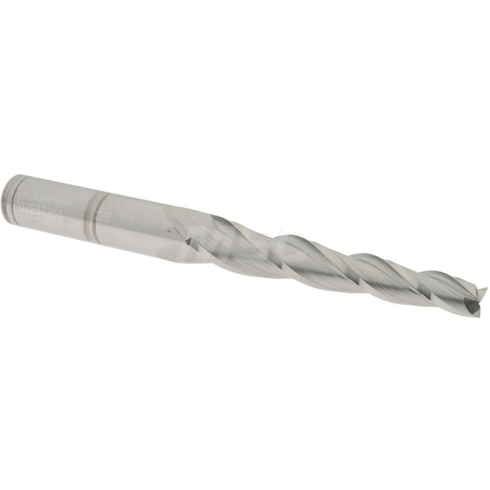 Tapered End Mill: 2 ° per Side, 3/8" Small Dia, 3-1/4" LOC, 3 Flutes, Solid Carbide, Square End
