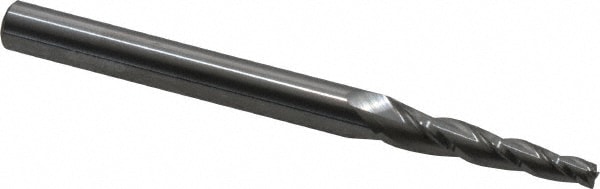 Tapered End Mill: 3 ° per Side, 1/8" Small Dia, 1" LOC, 3 Flutes, Solid Carbide, Square End