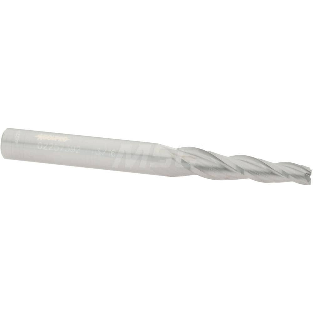 Tapered End Mill: 3 ° per Side, 3/16" Small Dia, 1-1/4" LOC, 3 Flutes, Solid Carbide, Square End