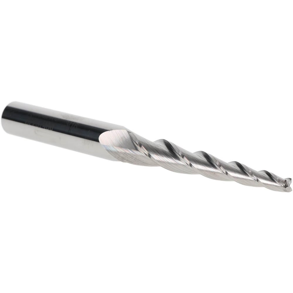 Tapered End Mill: 3 ° per Side, 3/16" Small Dia, 2-1/2" LOC, 3 Flutes, Solid Carbide, Square End