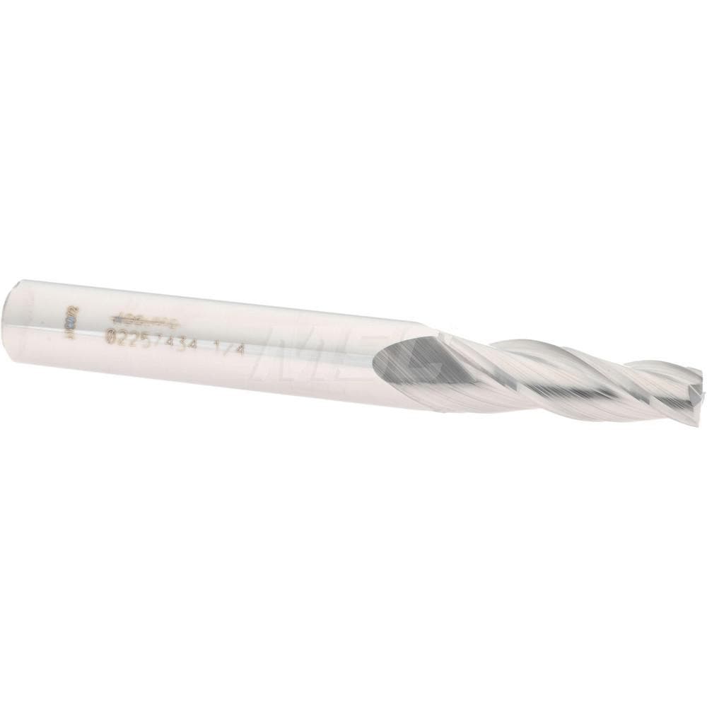 Tapered End Mill: 3 ° per Side, 1/4" Small Dia, 1" LOC, 3 Flutes, Solid Carbide, Square End
