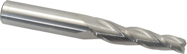 Tapered End Mill: 3 ° per Side, 3/8" Small Dia, 2-1/4" LOC, 3 Flutes, Solid Carbide, Square End