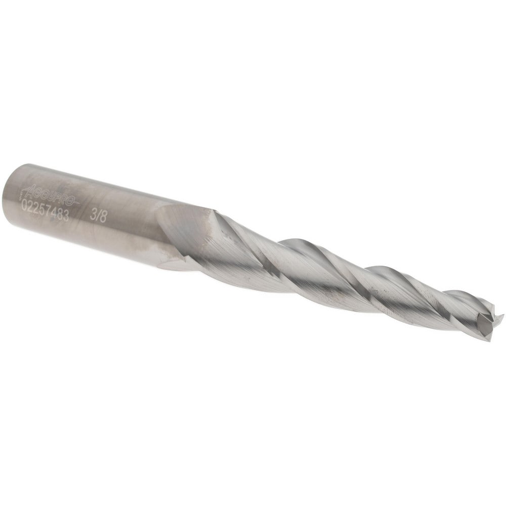 Tapered End Mill: 3 ° per Side, 3/8" Small Dia, 3-1/4" LOC, 3 Flutes, Solid Carbide, Square End