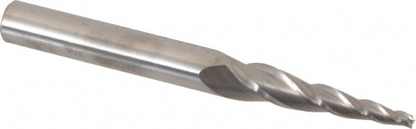 Tapered End Mill: 5 ° per Side, 3/32" Small Dia, 1-1/4" LOC, 3 Flutes, Solid Carbide, Square End