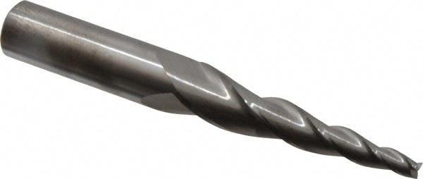 Tapered End Mill: 5 ° per Side, 3/16" Small Dia, 2-1/2" LOC, 3 Flutes, Solid Carbide, Square End