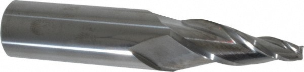 Tapered End Mill: 10 ° per Side, 1/4" Small Dia, 2" LOC, 3 Flutes, Solid Carbide, Square End