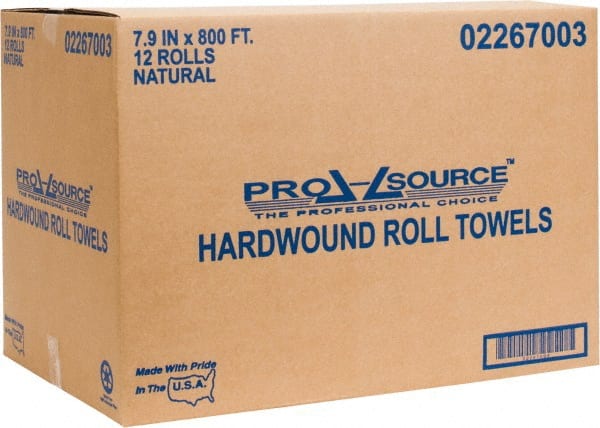 12 Qty 800 ' Hard Roll of 1 Ply Natural Paper Towels