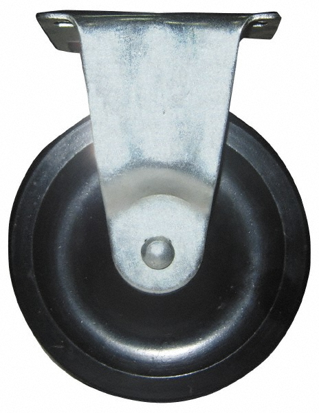 Value Collection Rigid Top Plate Caster: Soft Rubber, 240 lb, 5" Dia, 1-1/4" Wide, 6-1/8" OAH - 3-1/4 x 4" Plate, 3-1/4 x 2-3/8 Slotted to 2-3/4 x