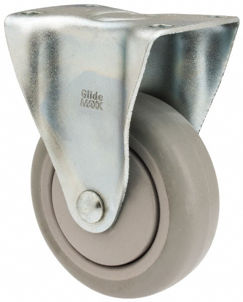 Value Collection Rigid Top Plate Caster: Hard Rubber, 175 lb, 4" Dia, 1-1/4" Wide, 5-13/32" OAH - 2-7/8 x 3-5/8" Plate, 2-15/16 x 1-3/4" Bolt Hole