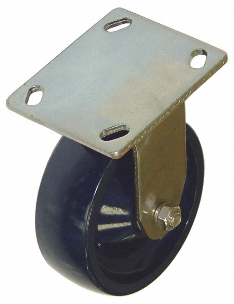 Value Collection Rigid Top Plate Caster: Polyurethane, 600 lb, 4" Dia, 2" Wide, 5-5/8" OAH - 4 x 4-1/2" Plate, 2-5/8 x 3-5/8 Slotted to 3 x 3" Bolt