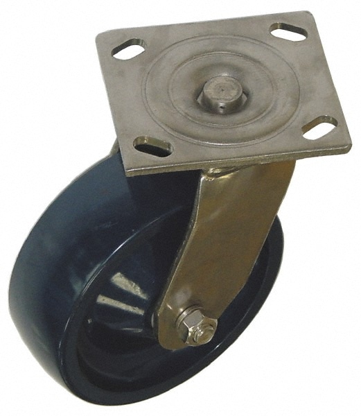 Value Collection VES4X2KWL Swivel Top Plate Caster: Polyurethane, 4" Wheel Dia, 2" Wheel Width, 600 lb Capacity, 5-5/8" OAH Image