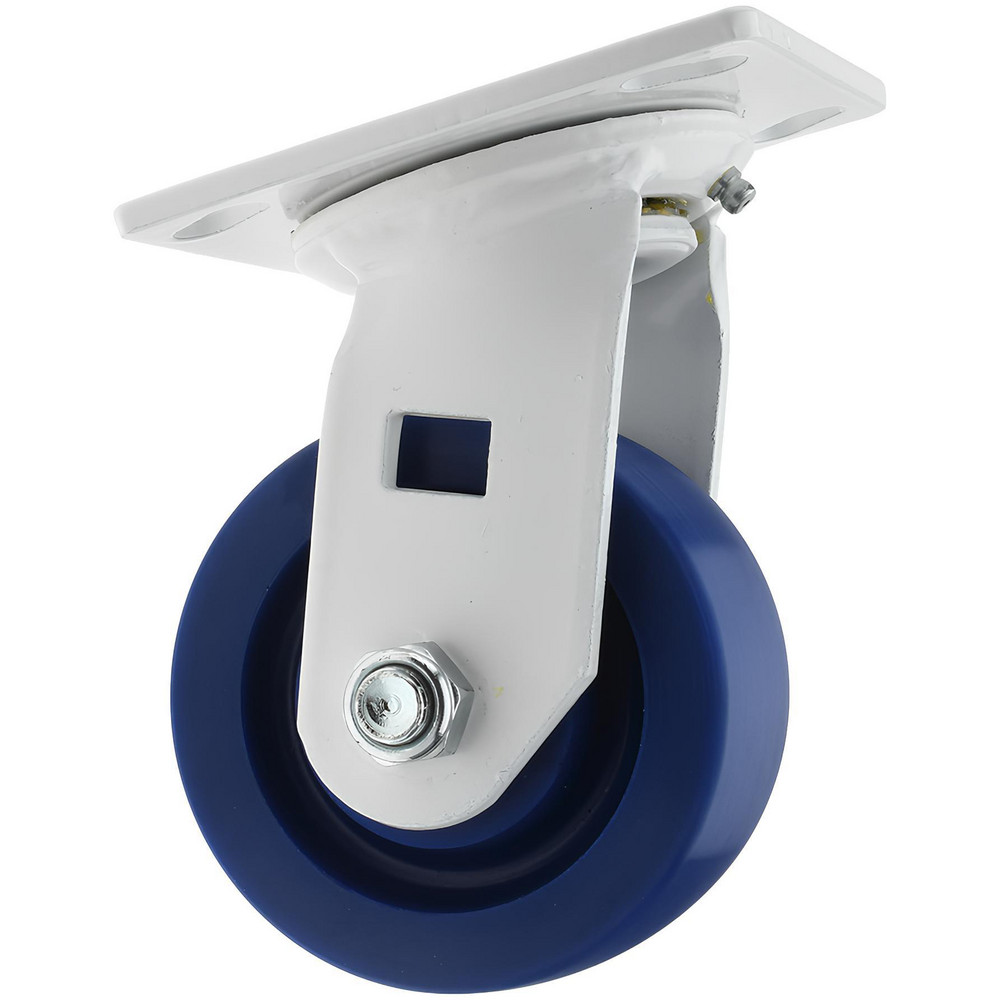 Swivel Top Plate Caster: Polyurethane, 4" Wheel Dia, 2" Wheel Width, 600 lb Capacity, 5-5/8" OAH - Polyurethane, 600 Lb Capacity, Roller Bearing, 4-1/2 x 6-1/4" Plate