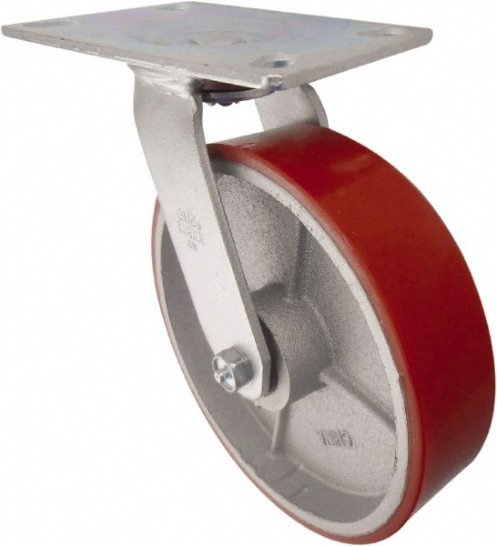 Value Collection GMC-SH-0027 Swivel Top Plate Caster: Polyurethane, 8" Wheel Dia, 2" Wheel Width, 1,000 lb Capacity, 9-1/2" OAH Image