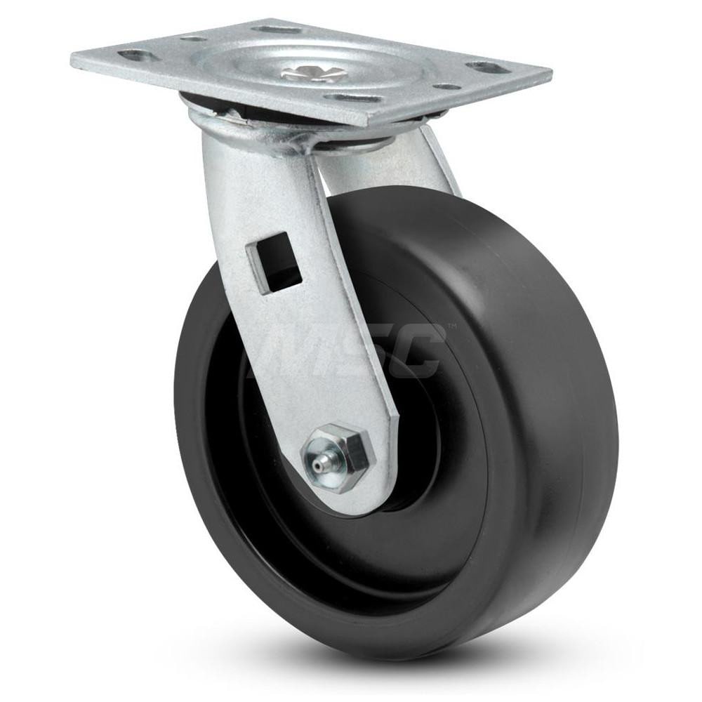 Value Collection VES4X2POD Swivel Top Plate Caster: Polypropylene, 4" Wheel Dia, 2" Wheel Width, 400 lb Capacity, 5-5/8" OAH Image