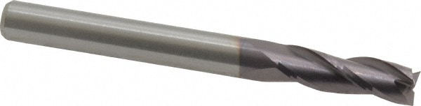 M.A. Ford. 11625000A Square End Mill: 1/4 Dia, 3/4 LOC, 1/4 Shank Dia, 2-1/2 OAL, 3 Flutes, Solid Carbide Image