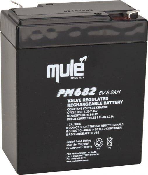 Mule PM682 Rechargeable Lead Battery: 6V, Quick-Disconnect Terminal 