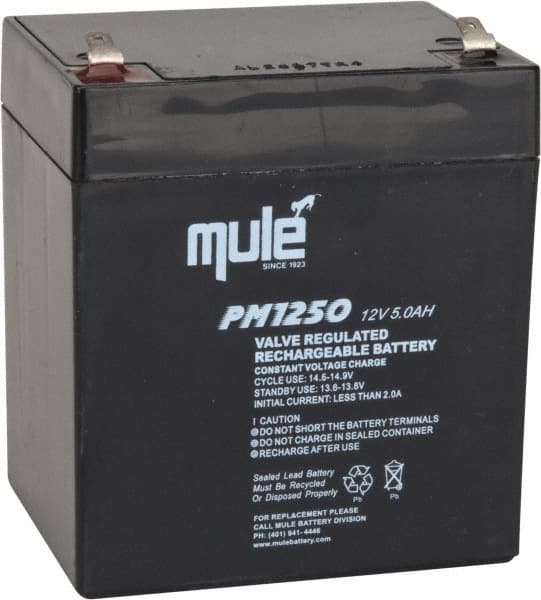 Mule PM1245 Rechargeable Lead Battery: 12V, Quick-Disconnect Terminal 