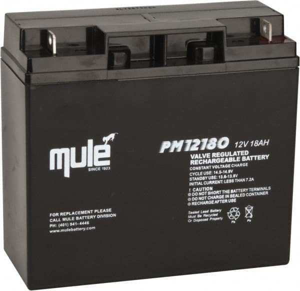 Mule PM12180 Rechargeable Lead Battery: 12V, Nut & Bolt Terminal 