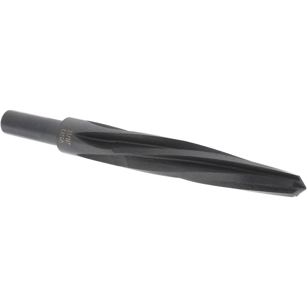 Bridge Reamer: 11/16" Dia, 1/2" Shank Dia, 4-1/4" Flute Length, High Speed Steel