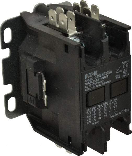 2 Pole, 25 Amp Inductive Load, 110 to 120 Coil VAC at 50/60 Hz, Nonreversible Definite Purpose Contactor