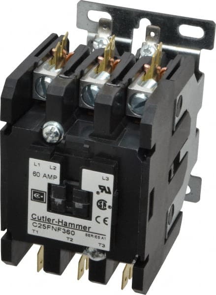 3 Pole, 60 Amp Inductive Load, 110 to 120 Coil VAC at 50/60 Hz, Nonreversible Definite Purpose Contactor