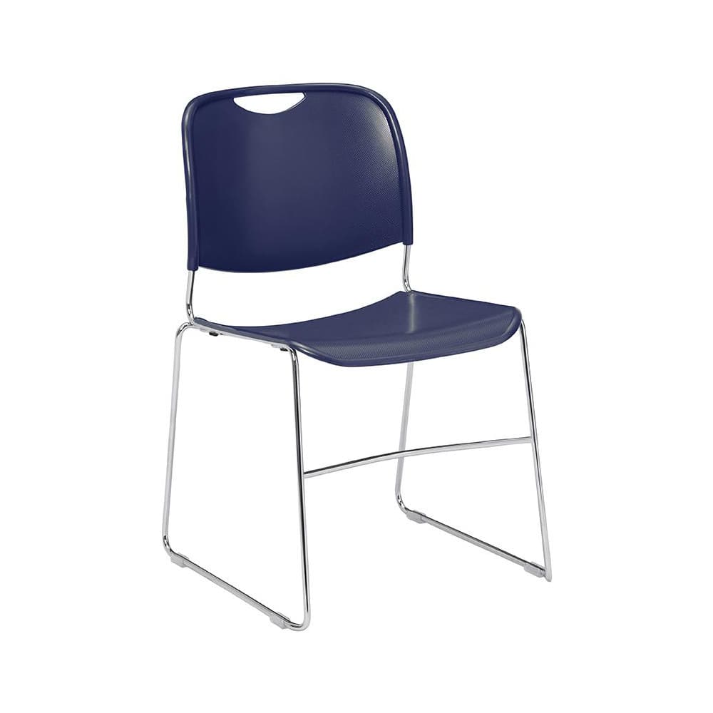 NATIONAL PUBLIC SEATING 8505 Polypropylene Baltic Navy Blue Chrome Stacking Chair 