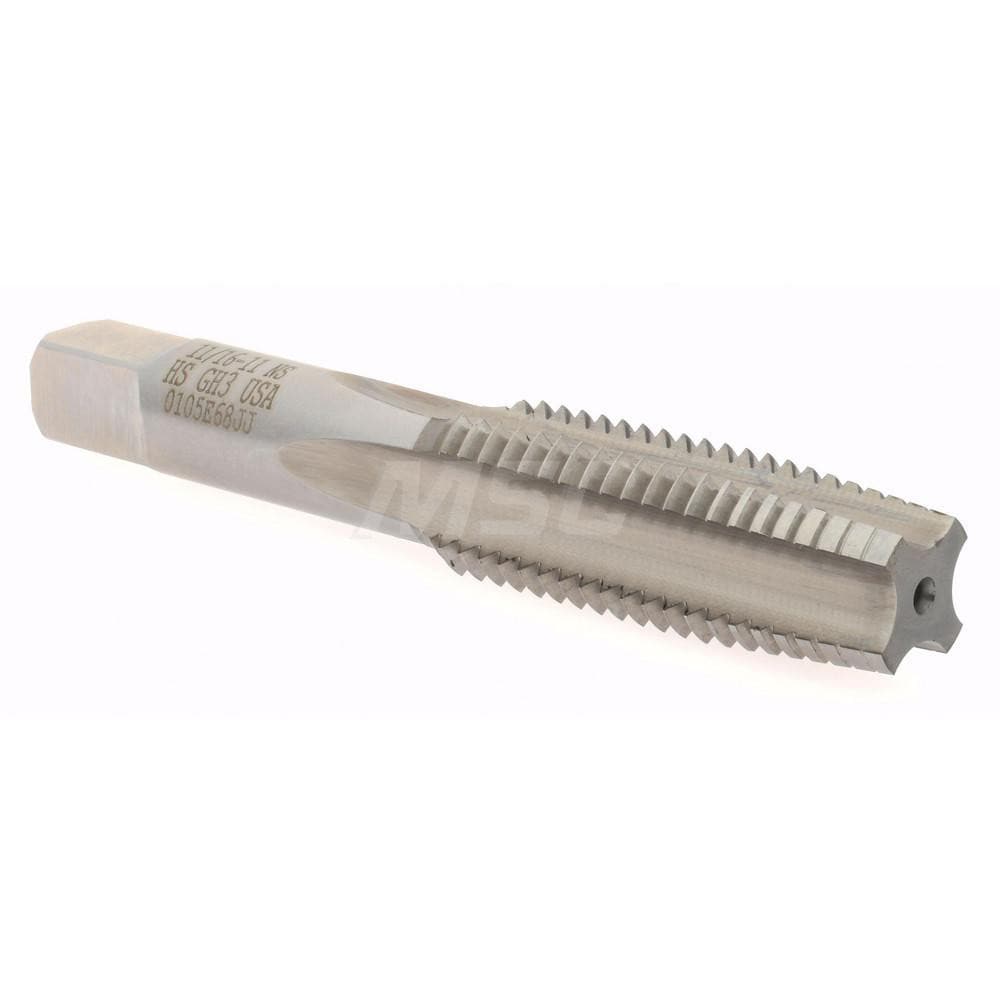 Hertel K008581AS Straight Flutes Tap: 11/16-11, UNS, 4 Flutes, Taper, High Speed Steel, Bright/Uncoated Image