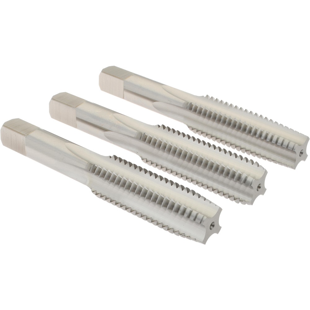 Tap Set: 5/8-11 UNC, 4 Flute, High Speed Steel, Bright Finish