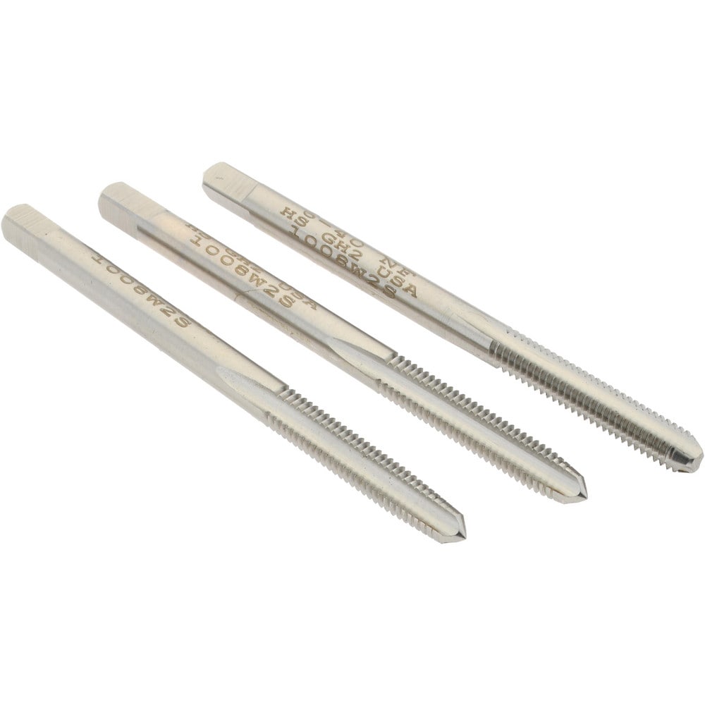 Tap Set: #6-40 UNF, 3 Flute, High Speed Steel, Bright Finish