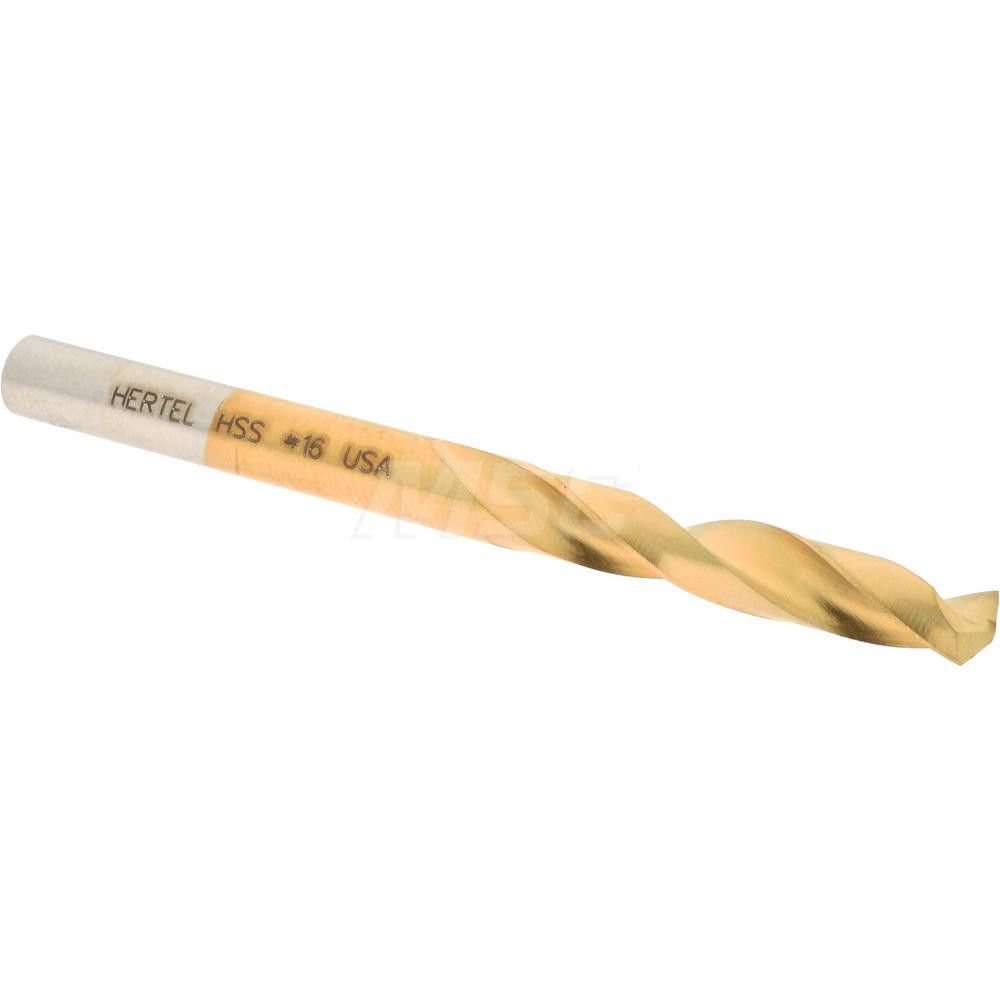 Screw Machine Length Drill Bit: Size #16, 135 deg Point, High-Speed Steel