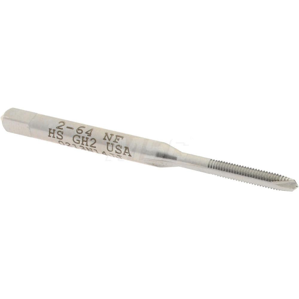Spiral Point Tap: #2-64, UNF, 2 Flutes, Plug, 2B, High Speed Steel, Bright Finish