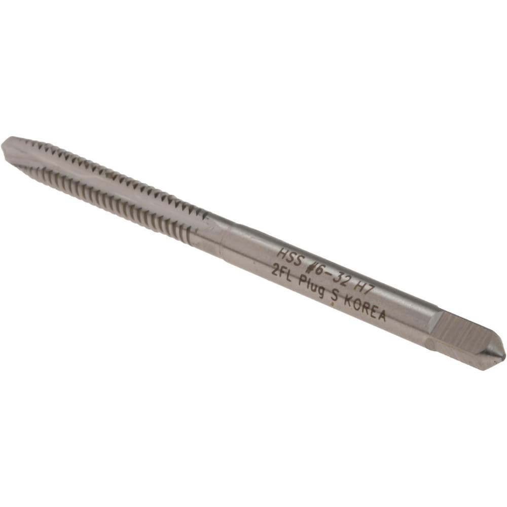 Spiral Point Tap: #6-32 UNC, 2 Flutes, Plug, High Speed Steel, Bright Finish
