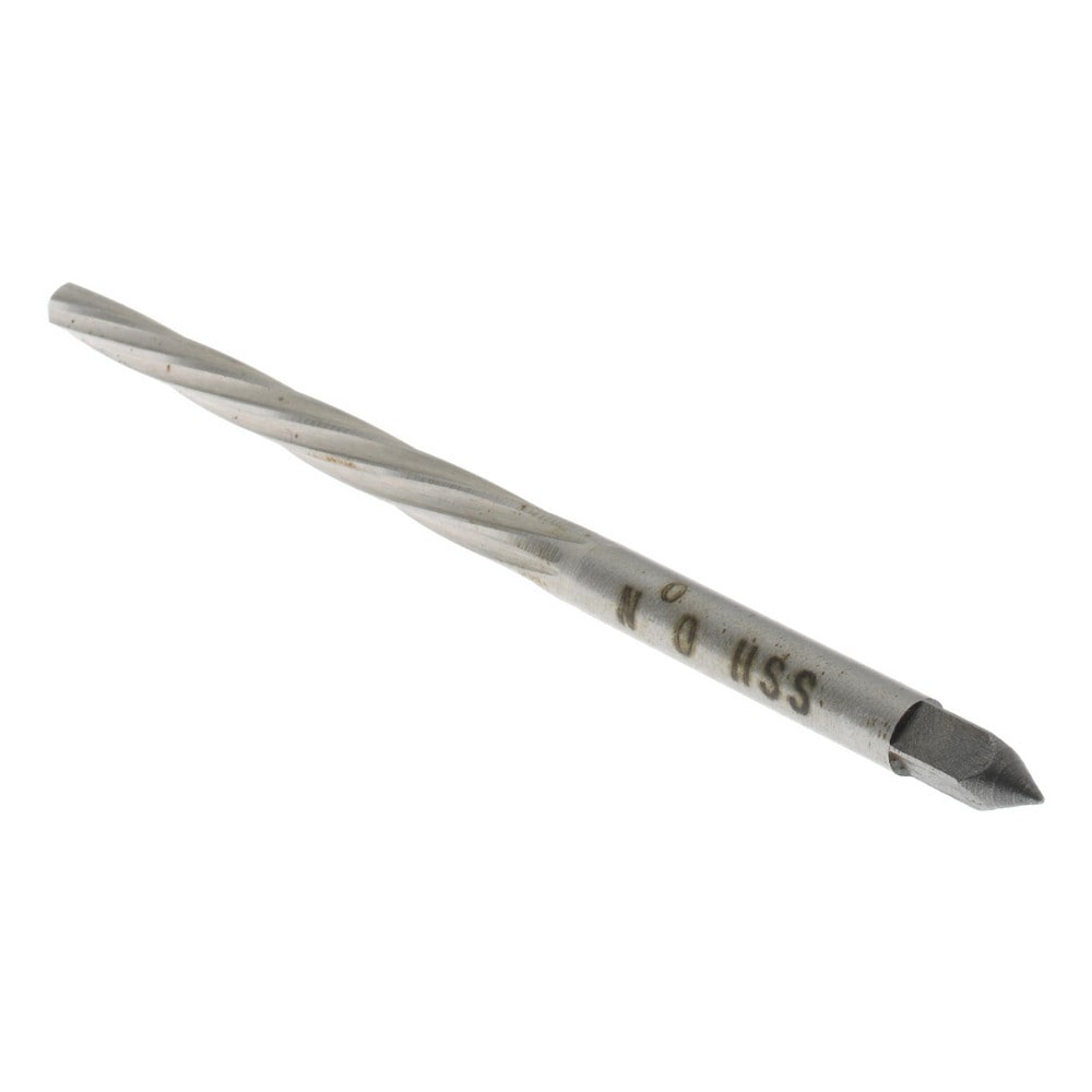 Taper Pin Reamer: #0 Pin, 0.1287" Small End, 0.1638" Large End, High Speed Steel