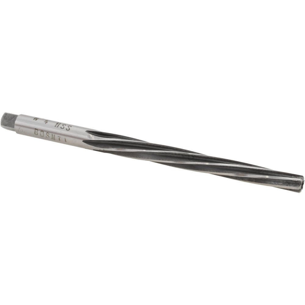 Taper Pin Reamer: #4 Pin, 0.2071" Small End, 0.2604" Large End, High Speed Steel