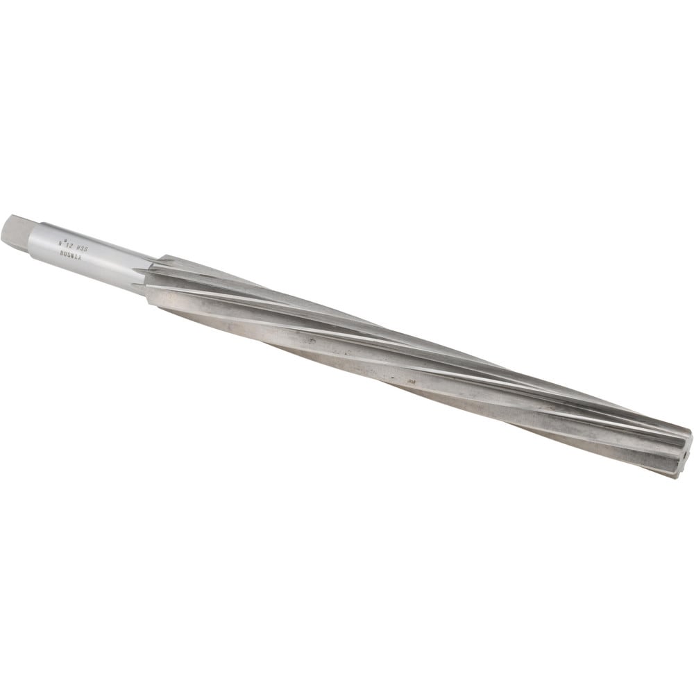 Taper Pin Reamer: #12 Pin, 0.842" Small End, 1.05" Large End, High Speed Steel