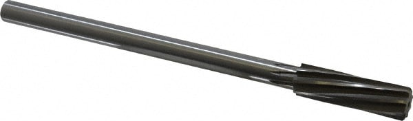 Made in USA 435L-0.5938 Chucking Reamer: 19/32" Dia, 8" OAL, 2" Flute Length, Straight Shank, High Speed Steel Image