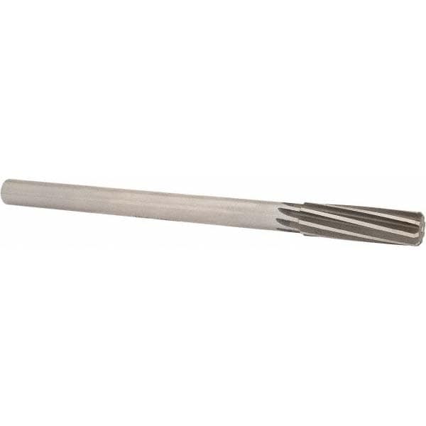 Made in USA 1435-0.6562 Chucking Reamer: 21/32" Dia, 9" OAL, 2-1/4" Flute Length, Straight Shank, Cobalt Steel Image