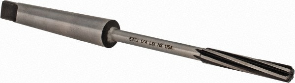 Made in USA 531U .2500 Chucking Reamer: 1/4" Dia, 6" OAL, 1-1/2" Flute Length, Morse Taper Shank, High Speed Steel Image