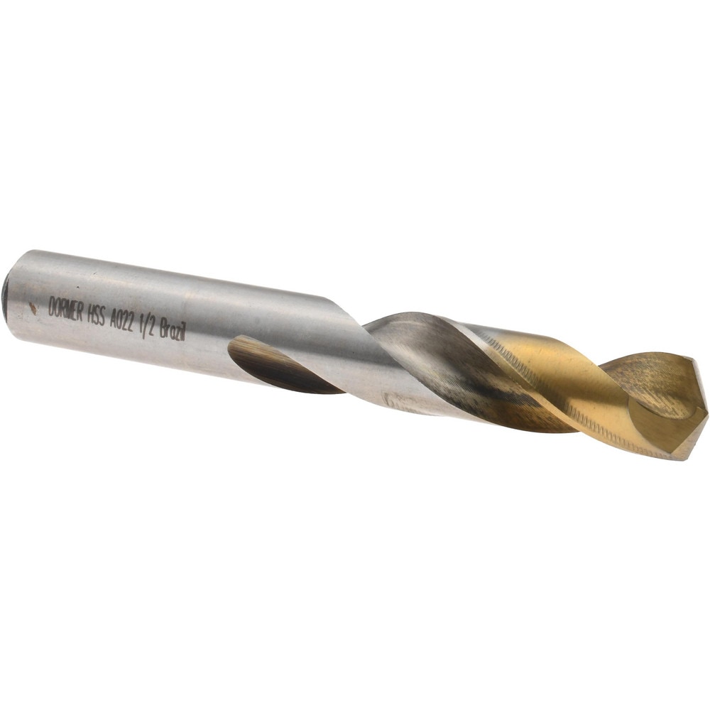 Screw Machine Length Drill Bit: 1/2" Dia, 135 deg Point, High-Speed Steel