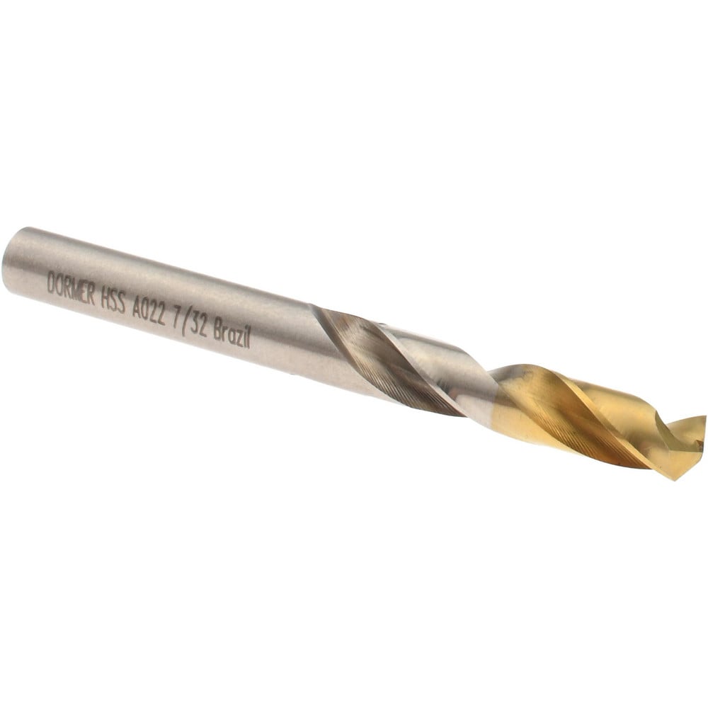 Screw Machine Length Drill Bit: 7/32" Dia, 135 deg Point, High-Speed Steel