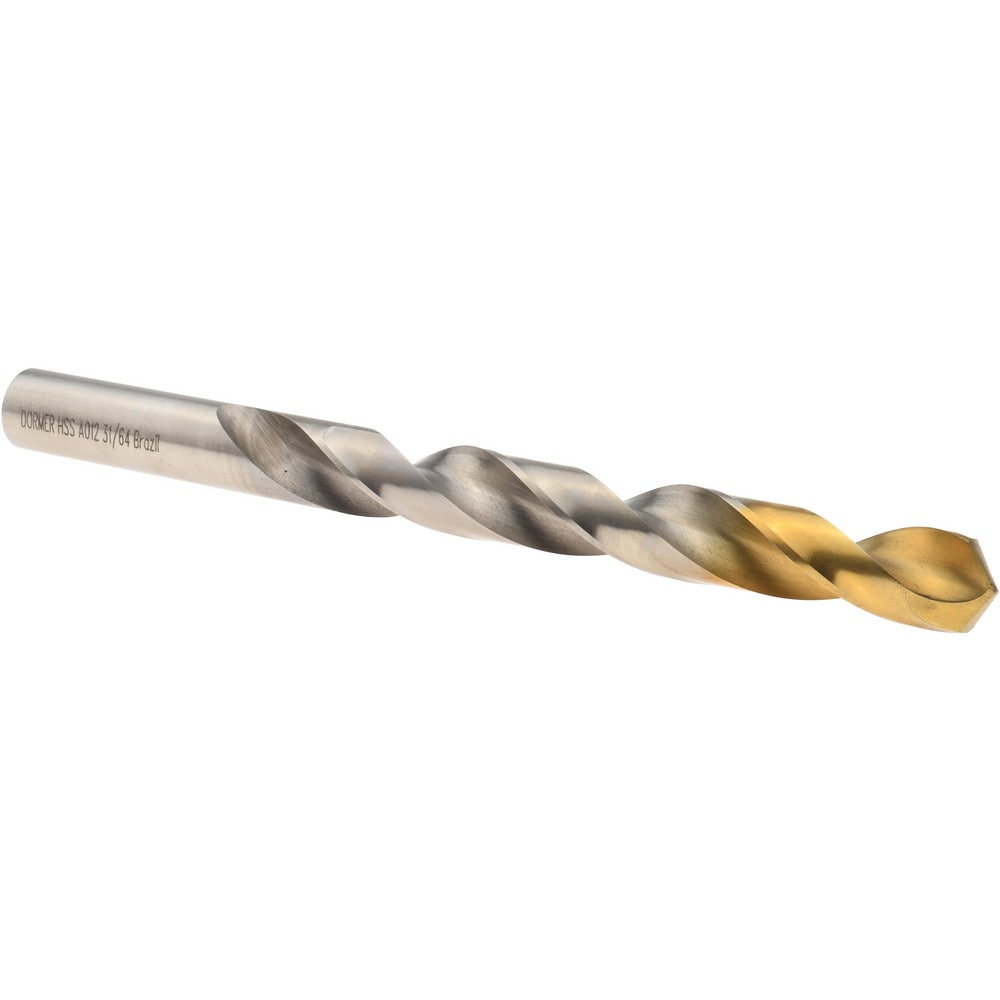 Jobber Drill: 31/64" Dia, 118 deg Point, High Speed Steel