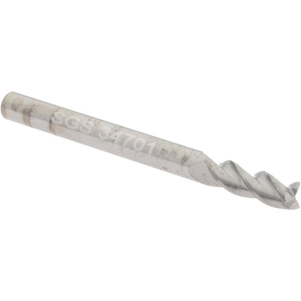 SGS Square End Mill 1/8" Dia, 3/8" LOC, 3 Flute, Solid Carbide MSC